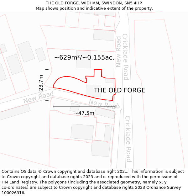 THE OLD FORGE, WIDHAM, SWINDON, SN5 4HP: Plot and title map