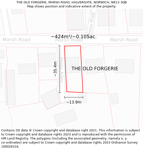 THE OLD FORGERIE, MARSH ROAD, HALVERGATE, NORWICH, NR13 3QB: Plot and title map