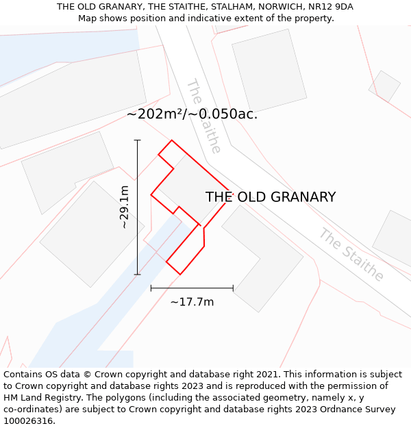 THE OLD GRANARY, THE STAITHE, STALHAM, NORWICH, NR12 9DA: Plot and title map