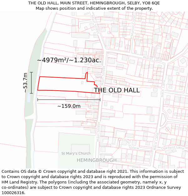 THE OLD HALL, MAIN STREET, HEMINGBROUGH, SELBY, YO8 6QE: Plot and title map