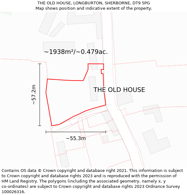 THE OLD HOUSE, LONGBURTON, SHERBORNE, DT9 5PG: Plot and title map
