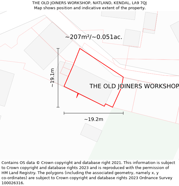 THE OLD JOINERS WORKSHOP, NATLAND, KENDAL, LA9 7QJ: Plot and title map