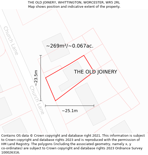 THE OLD JOINERY, WHITTINGTON, WORCESTER, WR5 2RL: Plot and title map