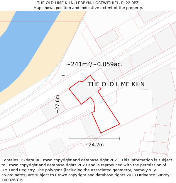 THE OLD LIME KILN, LERRYN, LOSTWITHIEL, PL22 0PZ: Plot and title map