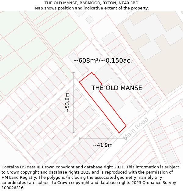 THE OLD MANSE, BARMOOR, RYTON, NE40 3BD: Plot and title map
