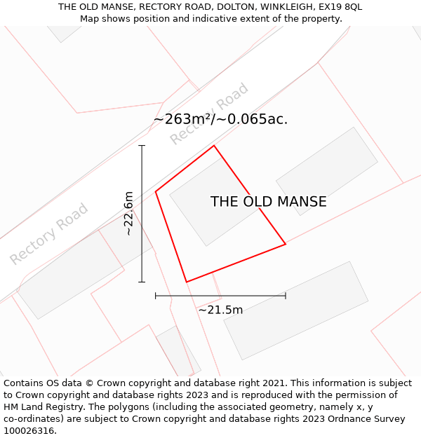 THE OLD MANSE, RECTORY ROAD, DOLTON, WINKLEIGH, EX19 8QL: Plot and title map
