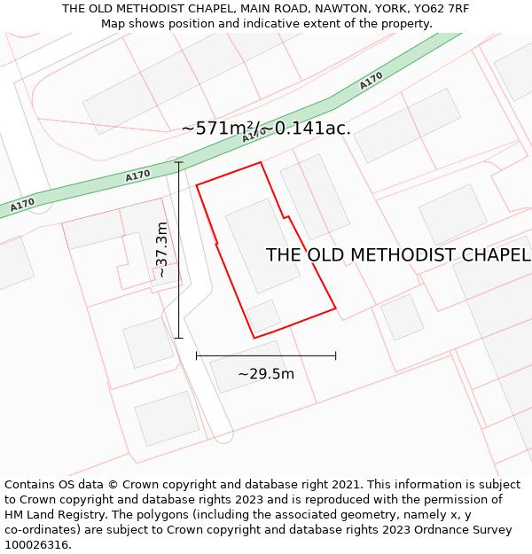 THE OLD METHODIST CHAPEL, MAIN ROAD, NAWTON, YORK, YO62 7RF: Plot and title map