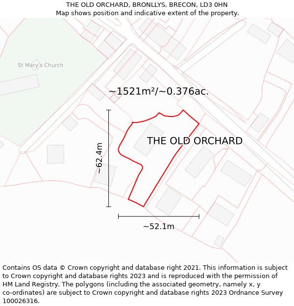 THE OLD ORCHARD, BRONLLYS, BRECON, LD3 0HN: Plot and title map