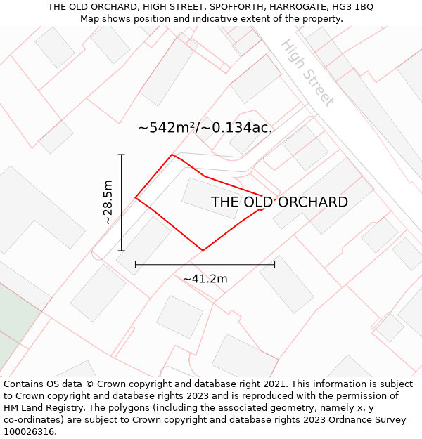 THE OLD ORCHARD, HIGH STREET, SPOFFORTH, HARROGATE, HG3 1BQ: Plot and title map