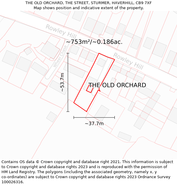 THE OLD ORCHARD, THE STREET, STURMER, HAVERHILL, CB9 7XF: Plot and title map