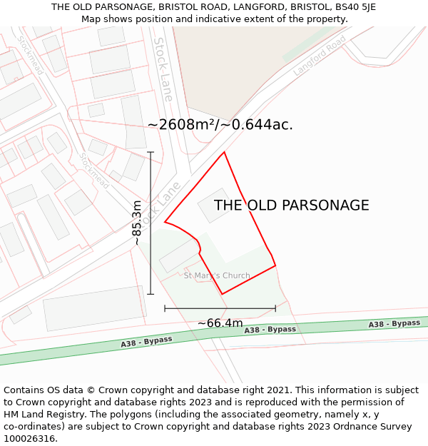 THE OLD PARSONAGE, BRISTOL ROAD, LANGFORD, BRISTOL, BS40 5JE: Plot and title map