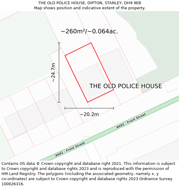 THE OLD POLICE HOUSE, DIPTON, STANLEY, DH9 9EB: Plot and title map