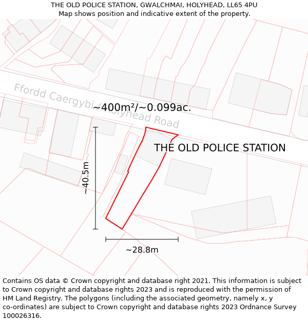 THE OLD POLICE STATION, GWALCHMAI, HOLYHEAD, LL65 4PU: Plot and title map