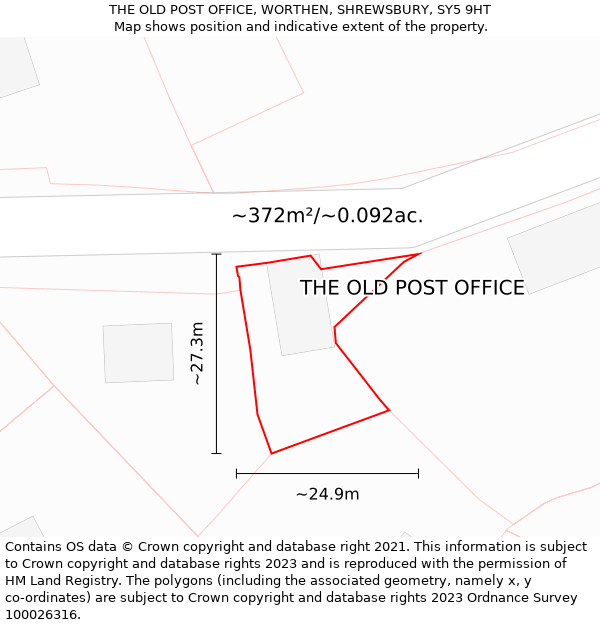 THE OLD POST OFFICE, WORTHEN, SHREWSBURY, SY5 9HT: Plot and title map