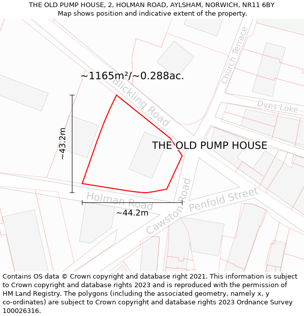 THE OLD PUMP HOUSE, 2, HOLMAN ROAD, AYLSHAM, NORWICH, NR11 6BY: Plot and title map