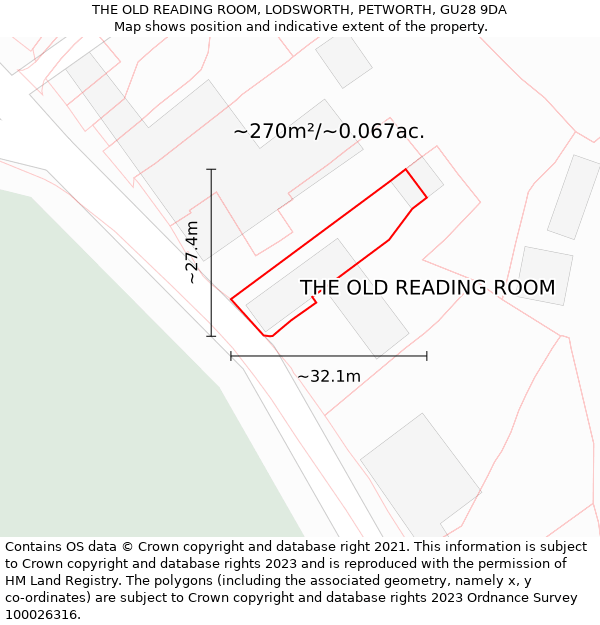 THE OLD READING ROOM, LODSWORTH, PETWORTH, GU28 9DA: Plot and title map