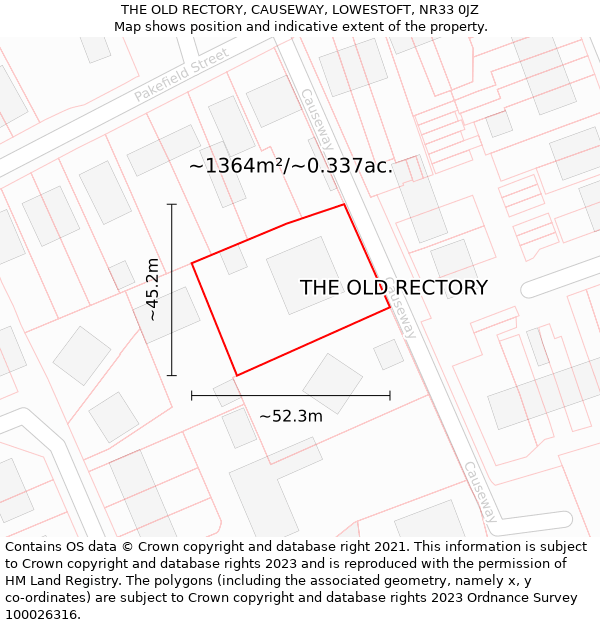 THE OLD RECTORY, CAUSEWAY, LOWESTOFT, NR33 0JZ: Plot and title map