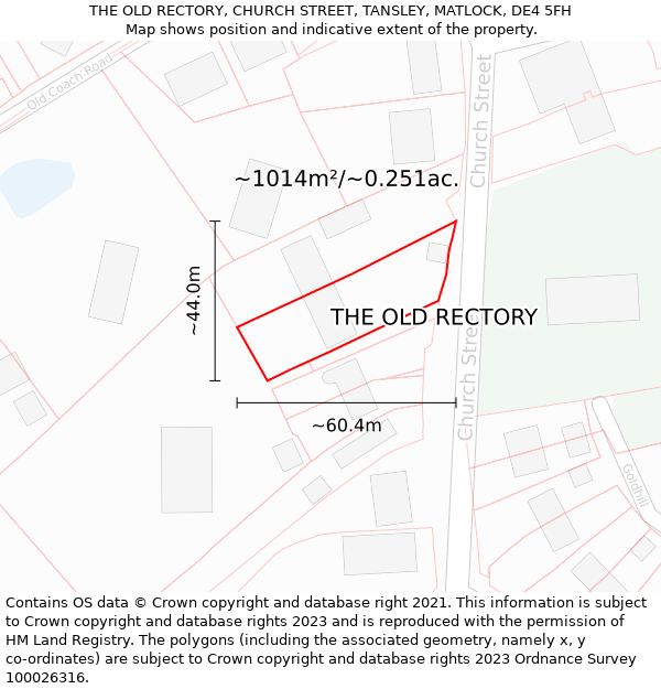 THE OLD RECTORY, CHURCH STREET, TANSLEY, MATLOCK, DE4 5FH: Plot and title map