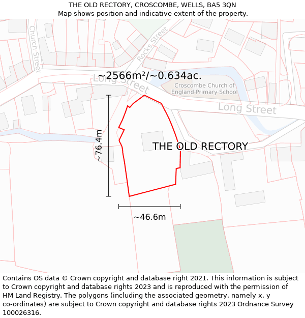THE OLD RECTORY, CROSCOMBE, WELLS, BA5 3QN: Plot and title map
