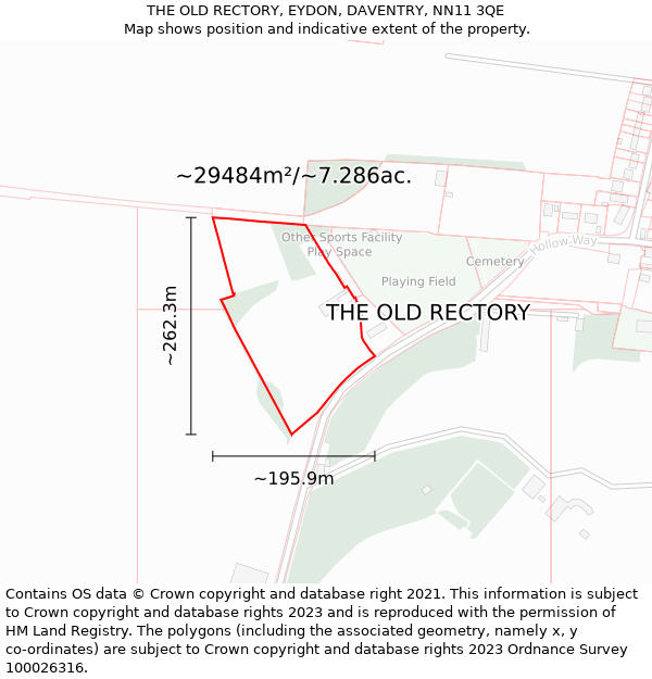 THE OLD RECTORY, EYDON, DAVENTRY, NN11 3QE: Plot and title map