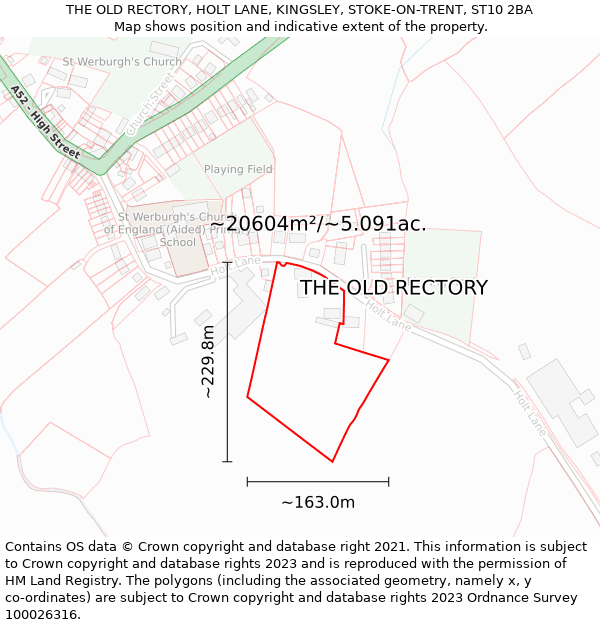 THE OLD RECTORY, HOLT LANE, KINGSLEY, STOKE-ON-TRENT, ST10 2BA: Plot and title map