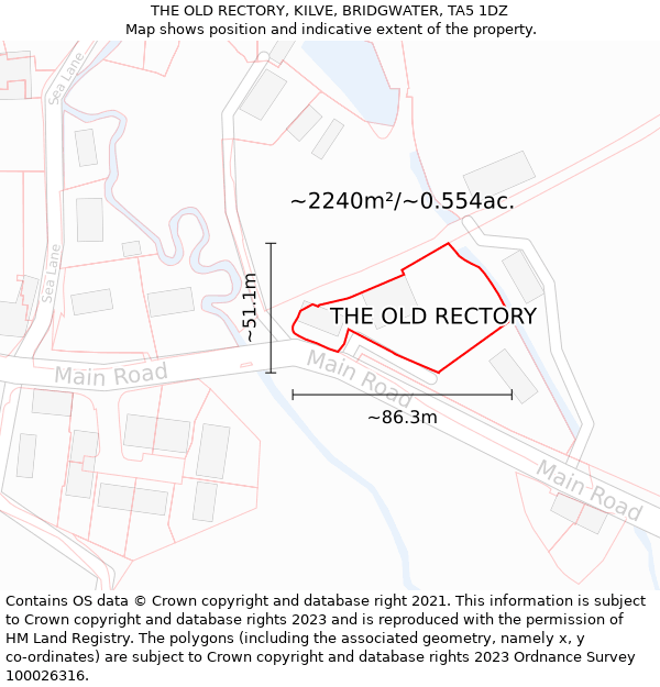 THE OLD RECTORY, KILVE, BRIDGWATER, TA5 1DZ: Plot and title map