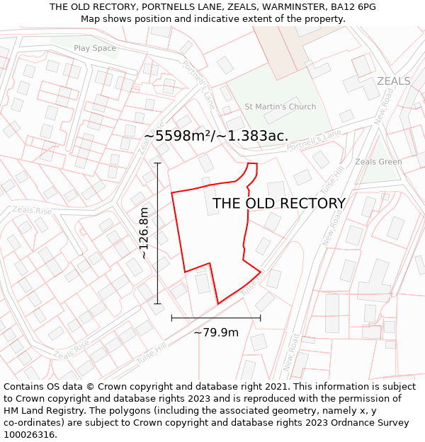 THE OLD RECTORY, PORTNELLS LANE, ZEALS, WARMINSTER, BA12 6PG: Plot and title map