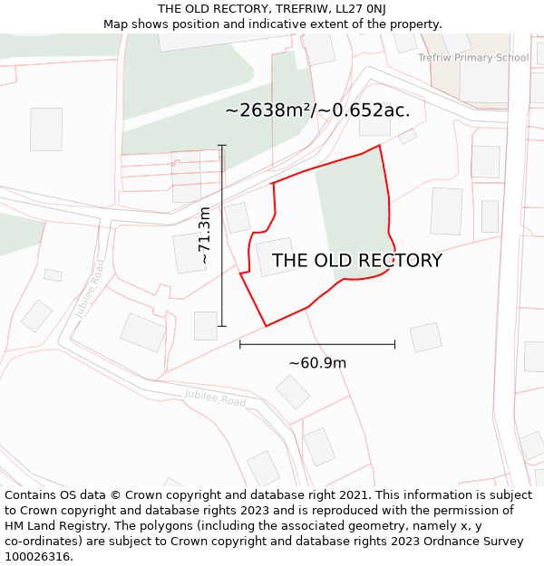 THE OLD RECTORY, TREFRIW, LL27 0NJ: Plot and title map