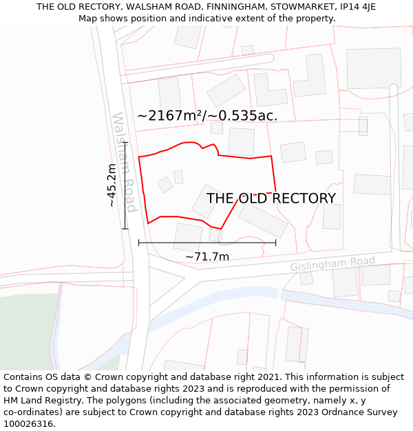 THE OLD RECTORY, WALSHAM ROAD, FINNINGHAM, STOWMARKET, IP14 4JE: Plot and title map