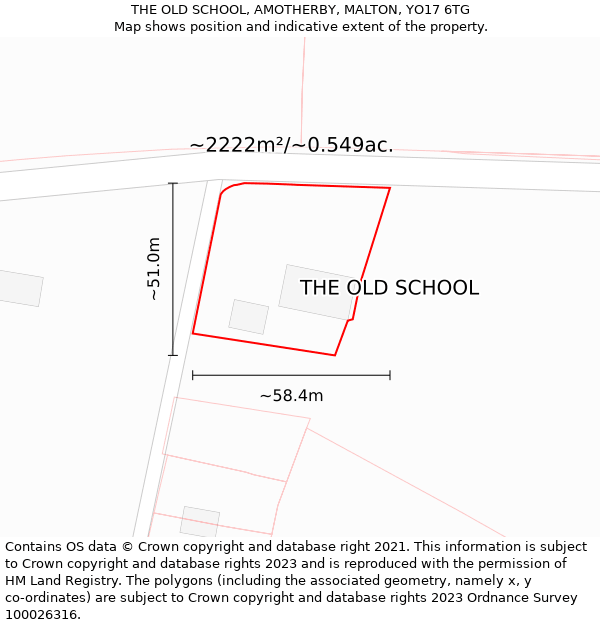 THE OLD SCHOOL, AMOTHERBY, MALTON, YO17 6TG: Plot and title map