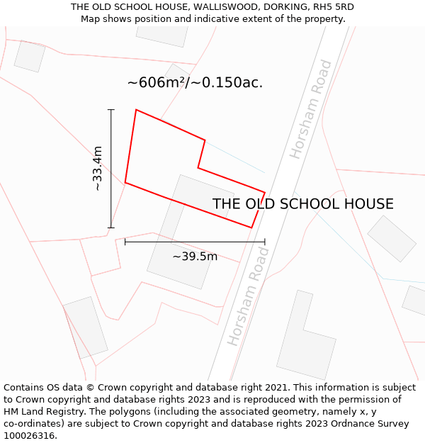 THE OLD SCHOOL HOUSE, WALLISWOOD, DORKING, RH5 5RD: Plot and title map