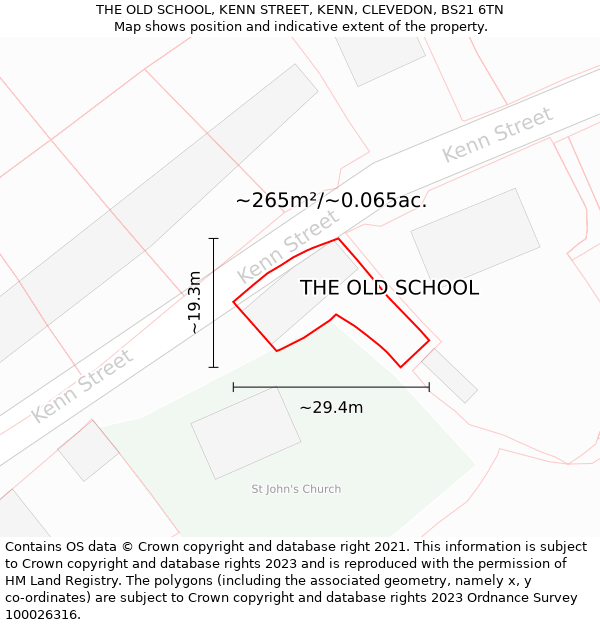 THE OLD SCHOOL, KENN STREET, KENN, CLEVEDON, BS21 6TN: Plot and title map