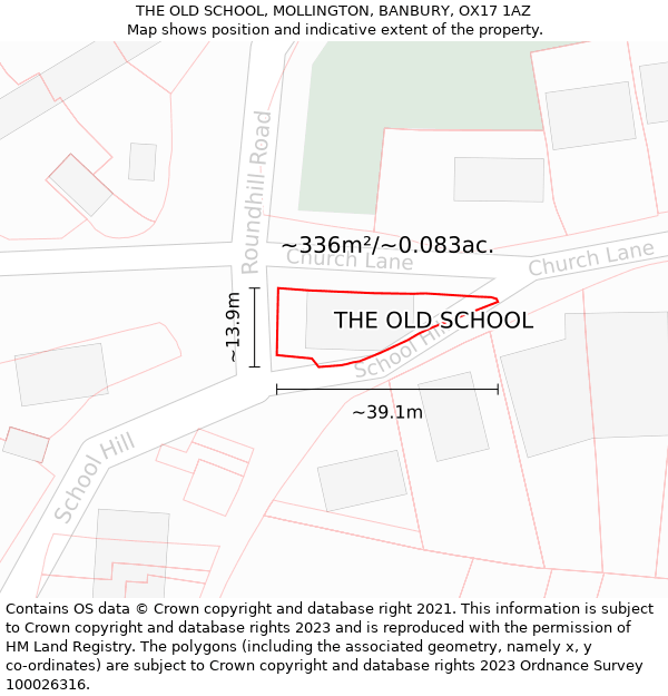 THE OLD SCHOOL, MOLLINGTON, BANBURY, OX17 1AZ: Plot and title map