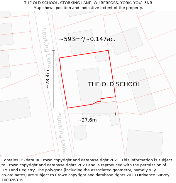 THE OLD SCHOOL, STORKING LANE, WILBERFOSS, YORK, YO41 5NB: Plot and title map