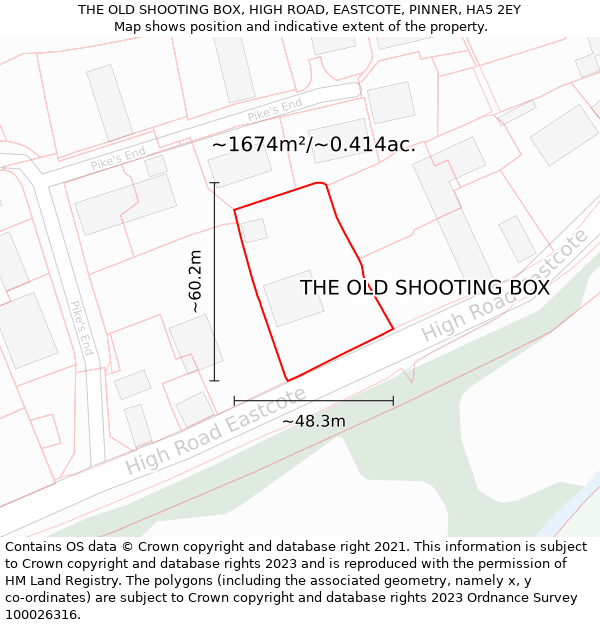 THE OLD SHOOTING BOX, HIGH ROAD, EASTCOTE, PINNER, HA5 2EY: Plot and title map