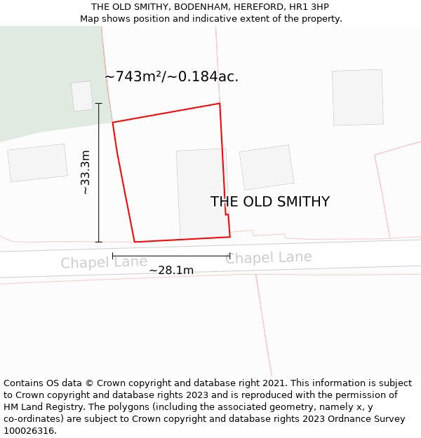 THE OLD SMITHY, BODENHAM, HEREFORD, HR1 3HP: Plot and title map