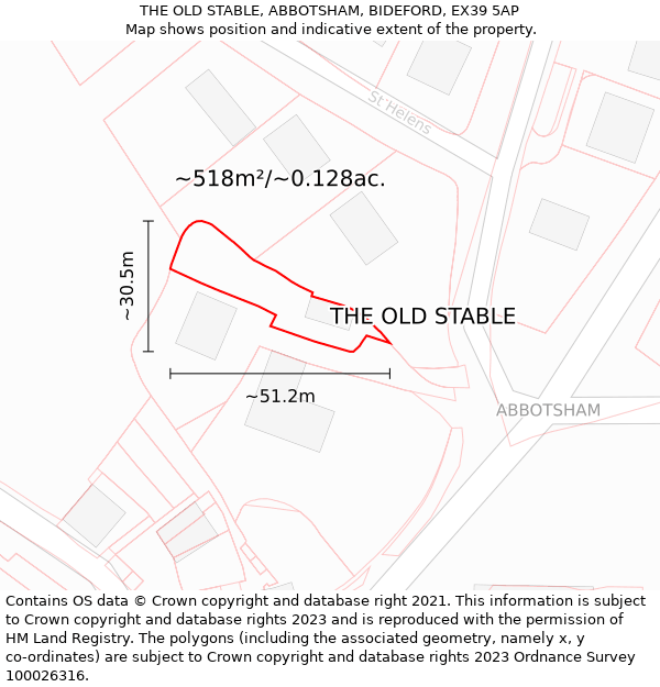THE OLD STABLE, ABBOTSHAM, BIDEFORD, EX39 5AP: Plot and title map