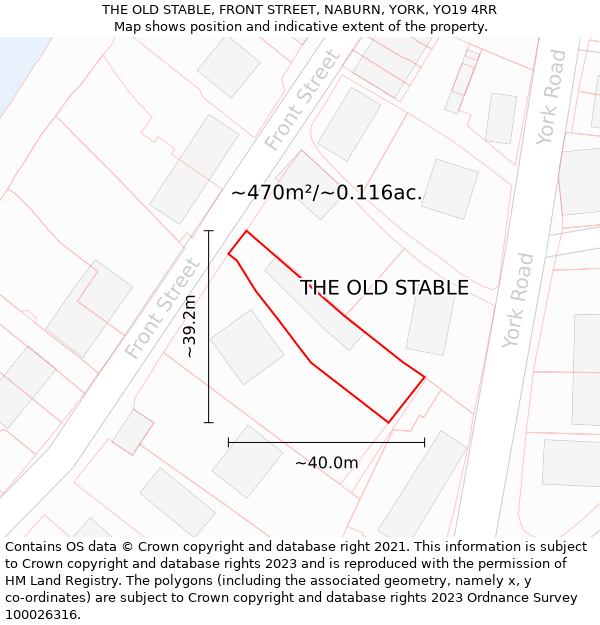 THE OLD STABLE, FRONT STREET, NABURN, YORK, YO19 4RR: Plot and title map