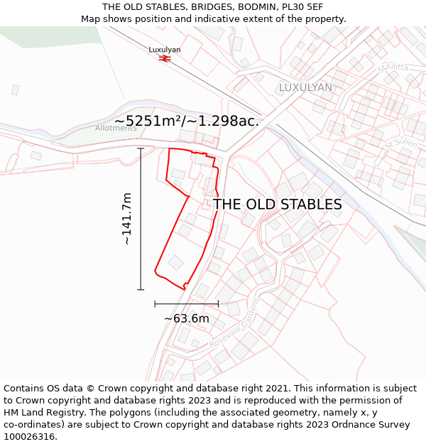 THE OLD STABLES, BRIDGES, BODMIN, PL30 5EF: Plot and title map