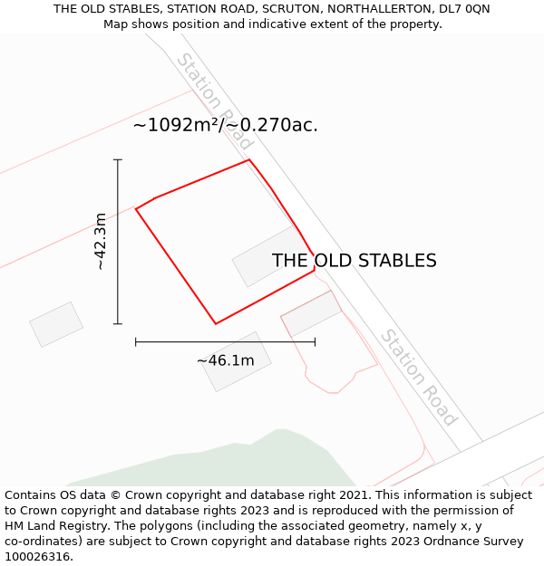 THE OLD STABLES, STATION ROAD, SCRUTON, NORTHALLERTON, DL7 0QN: Plot and title map