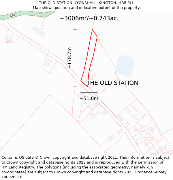 THE OLD STATION, LYONSHALL, KINGTON, HR5 3LL: Plot and title map