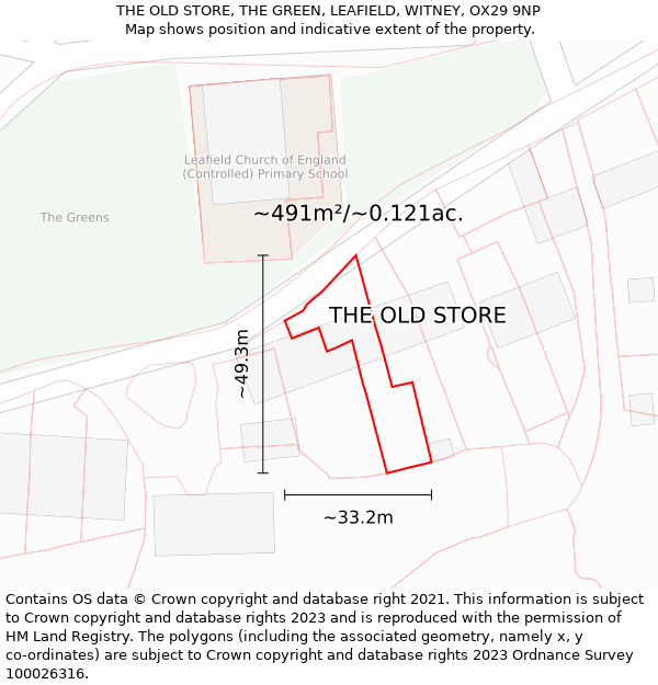 THE OLD STORE, THE GREEN, LEAFIELD, WITNEY, OX29 9NP: Plot and title map