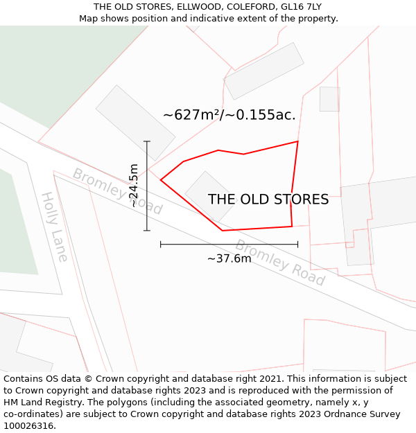 THE OLD STORES, ELLWOOD, COLEFORD, GL16 7LY: Plot and title map