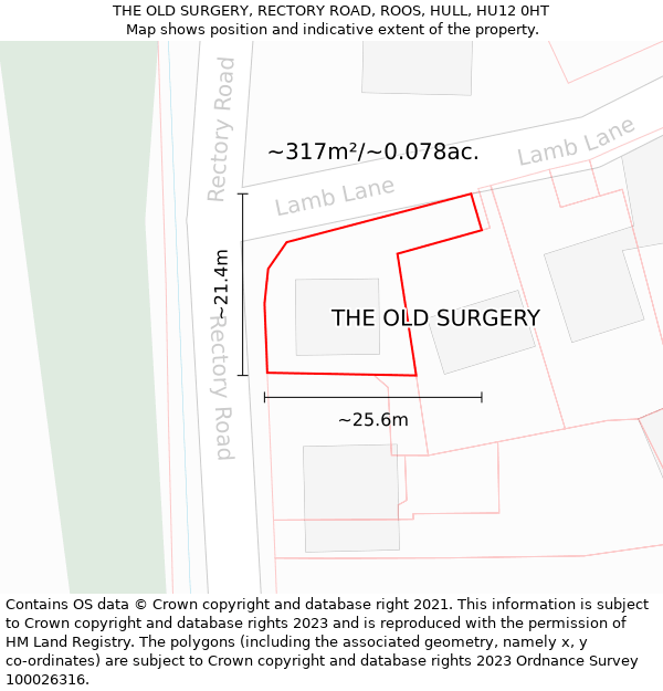 THE OLD SURGERY, RECTORY ROAD, ROOS, HULL, HU12 0HT: Plot and title map