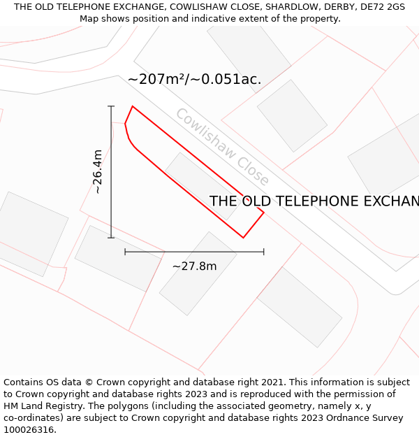 THE OLD TELEPHONE EXCHANGE, COWLISHAW CLOSE, SHARDLOW, DERBY, DE72 2GS: Plot and title map