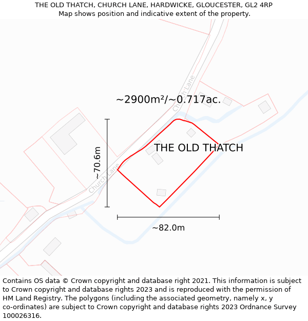 THE OLD THATCH, CHURCH LANE, HARDWICKE, GLOUCESTER, GL2 4RP: Plot and title map