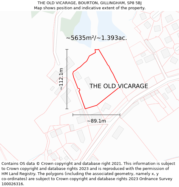 THE OLD VICARAGE, BOURTON, GILLINGHAM, SP8 5BJ: Plot and title map