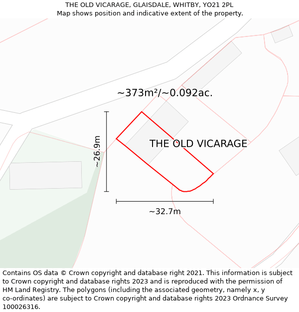 THE OLD VICARAGE, GLAISDALE, WHITBY, YO21 2PL: Plot and title map