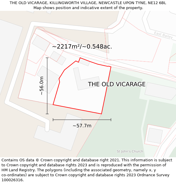 THE OLD VICARAGE, KILLINGWORTH VILLAGE, NEWCASTLE UPON TYNE, NE12 6BL: Plot and title map