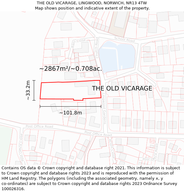 THE OLD VICARAGE, LINGWOOD, NORWICH, NR13 4TW: Plot and title map